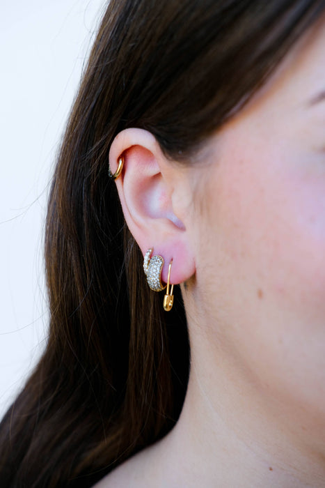 Nickel and Suede - Safety Pin Threader Earrings: Gold