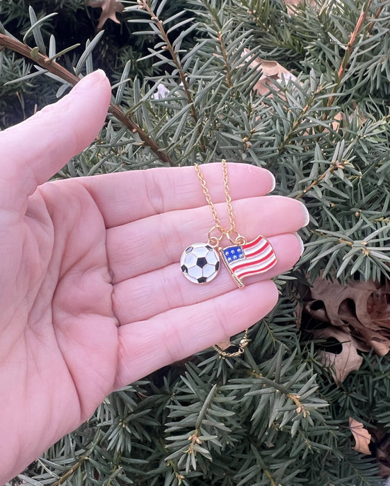 Baubles by B - World Cup Fifa Soccer America USA Futbol Charm Necklace
