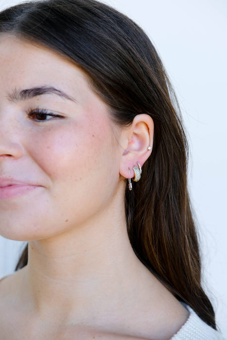 Nickel and Suede - Safety Pin Threader Earrings: Gold