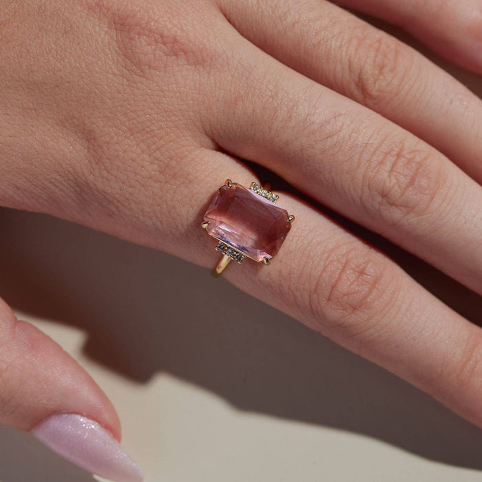 Nickel and Suede - Pink Marie Cocktail Ring: Pink / 8