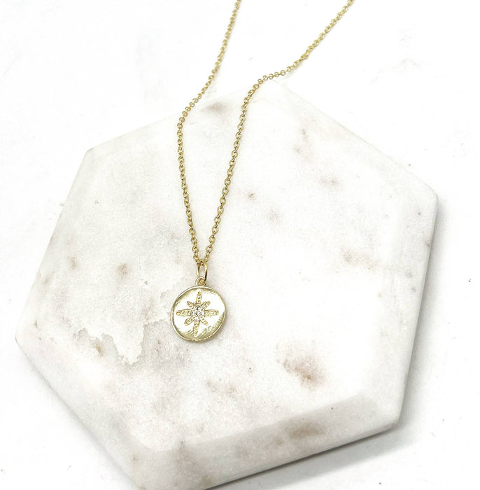 Baubles by B - Gold Star Disc Celestial Medallion Charm Necklace Layering