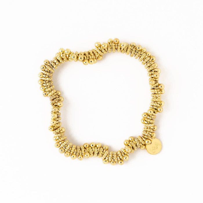 INK + ALLOY - Kate Brass Round And Flat Beads Stretch Bracelet Wholesale