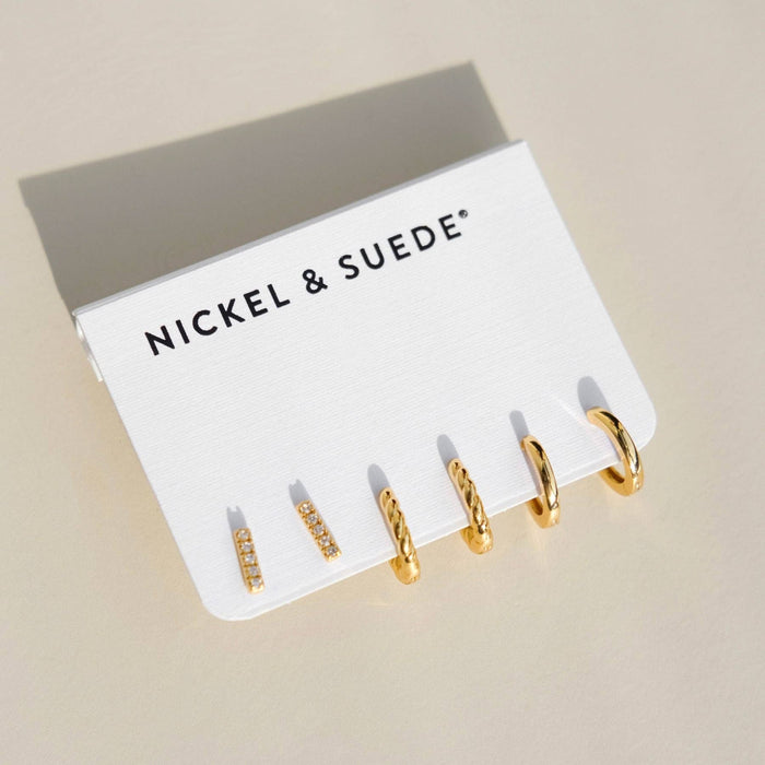Nickel and Suede - Gold Classics Dainty Earring Set: Gold
