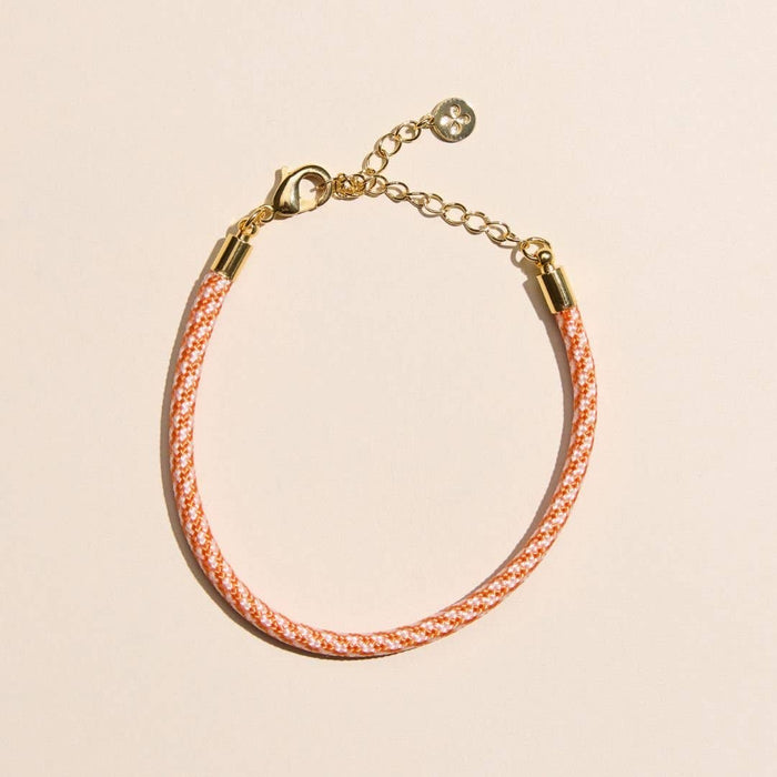 Nickel and Suede - Orange & White Minimalist Cord Bracelet: Gold