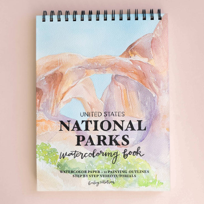 Bailey Rae Studio - National Parks Watercoloring Book-Outlines w/Video Tutorials