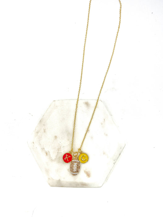 Baubles by B - Rhinestone KC Football Charm Chiefs Kansas City Necklace  : 24 inches