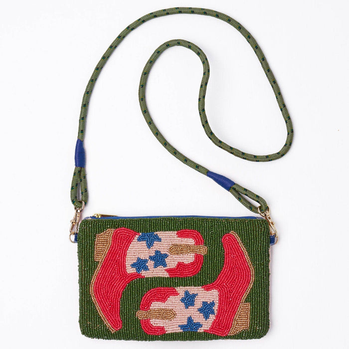 INK + ALLOY - Leila Red Boots Seed Bead Clutch With Strap Wholesale