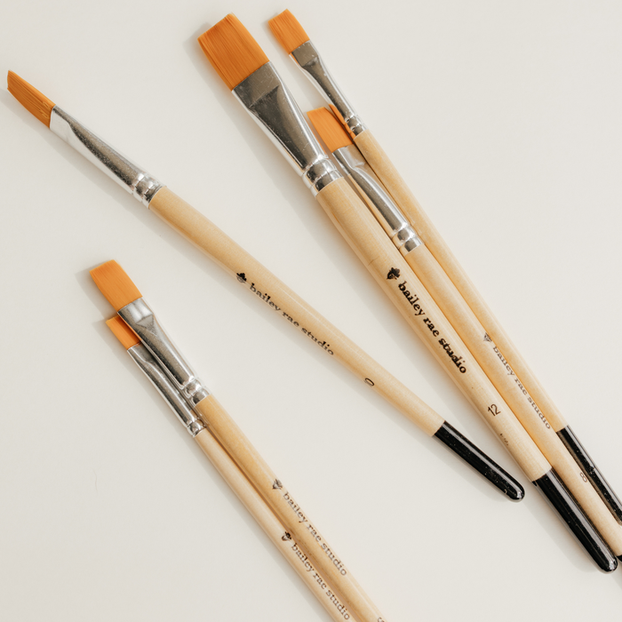 Bailey Rae Studio - Flat Tip Watercolor Brush Set -- 6 piece