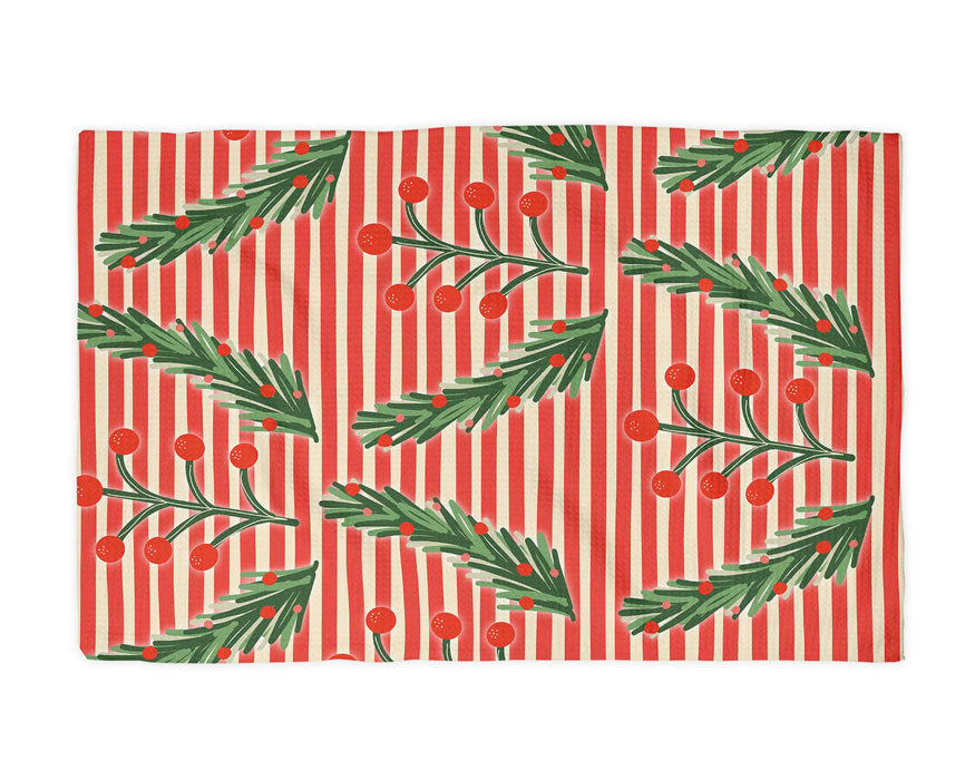 Canary Road - Christmas Retro Kitchen Tea Towel Waffle Holiday Baking: Transparent Cellophane Sleeve