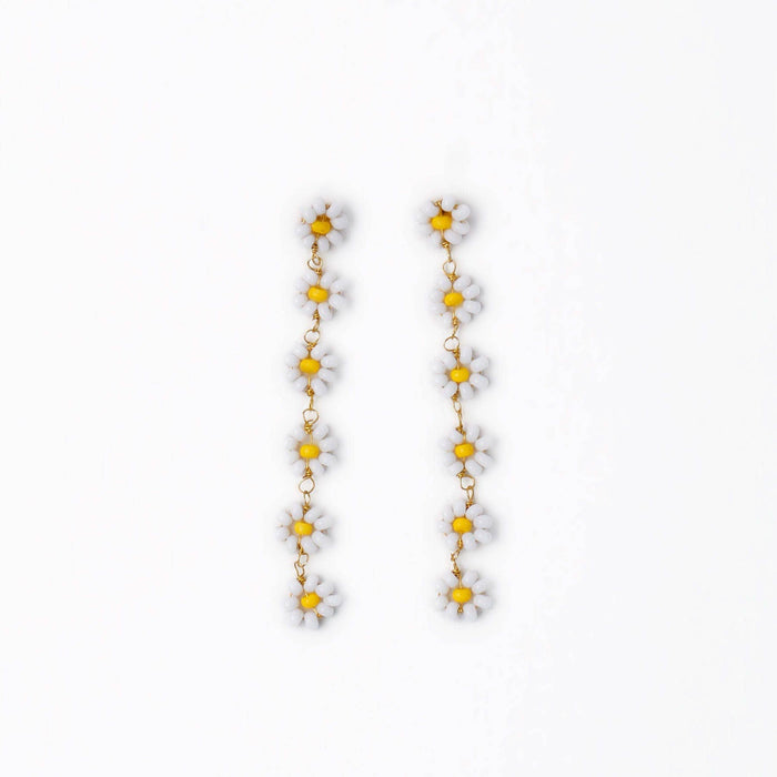 INK + ALLOY - Amanda Flower Beaded Dangle Earrings White + Yellow Wholesale