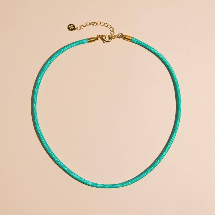 Nickel and Suede - Seafoam Minimalist Paracord Necklace: Gold