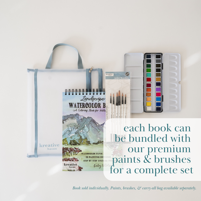 Bailey Rae Studio - Landscape Watercoloring Book - Outlines with Video Tutorials