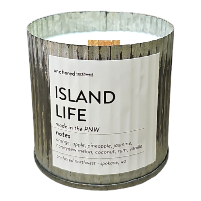 Anchored Northwest - Island Life Rustic Vintage Farmhouse Wood Wick Candle: 10oz