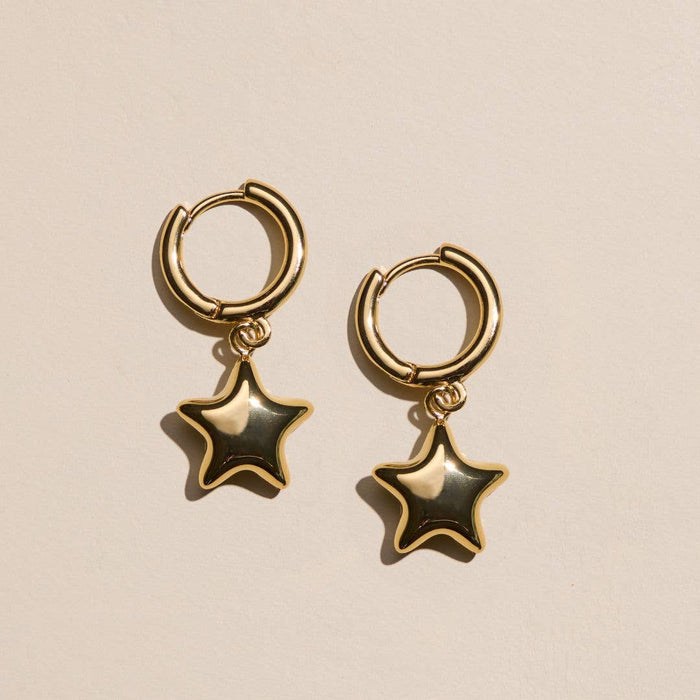 Nickel and Suede - Gold Puffy Star Huggies