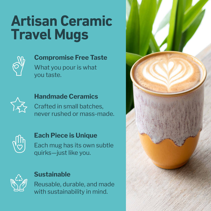 Nova Ceramics Travel Mugs - Grapefruit 12oz Ceramic Travel Mug – Reusable & Stylish
