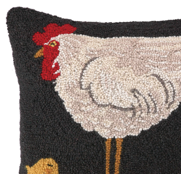 Peking Handicraft - Hen with Three Chicks Hook Pillow - Lisa Hilliker