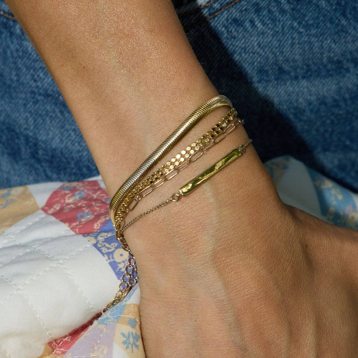 Nickel and Suede - Gold Herringbone Bracelet