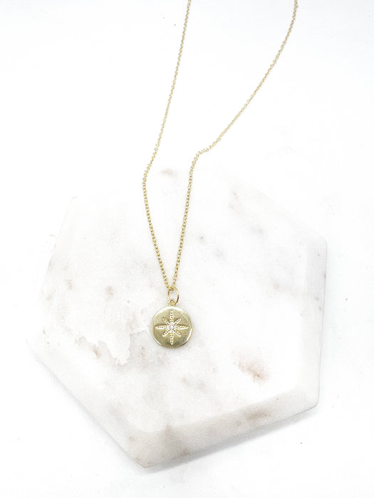 Baubles by B - Gold Star Disc Celestial Medallion Charm Necklace Layering