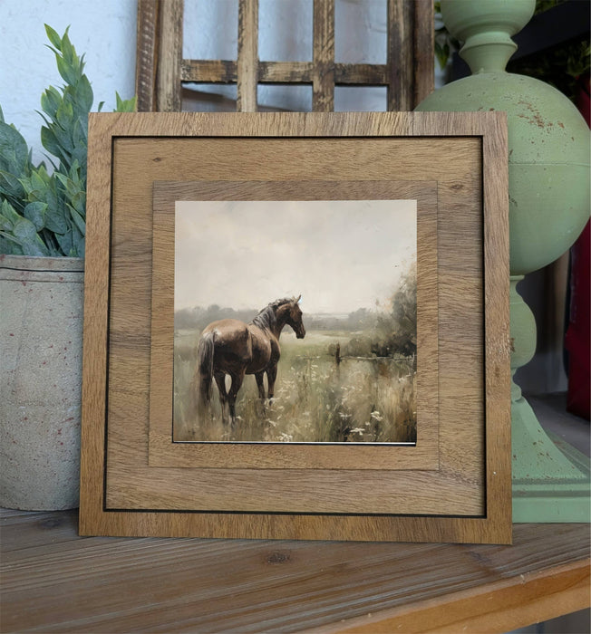 Redeemed Decor - Square Framed Horse Painting Canvas Art