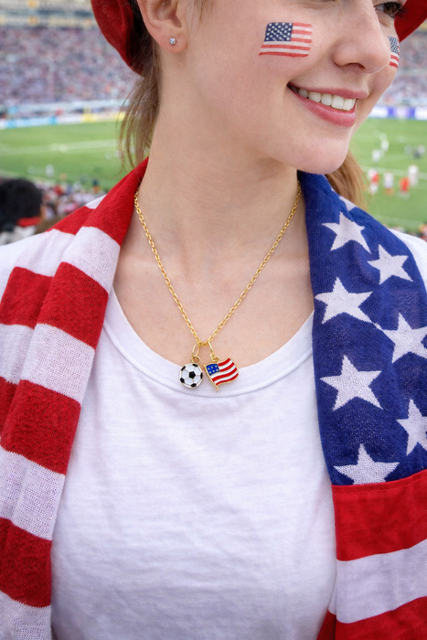 Baubles by B - World Cup Fifa Soccer America USA Futbol Charm Necklace