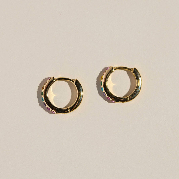 Nickel and Suede - Rainbow Pavé Huggies