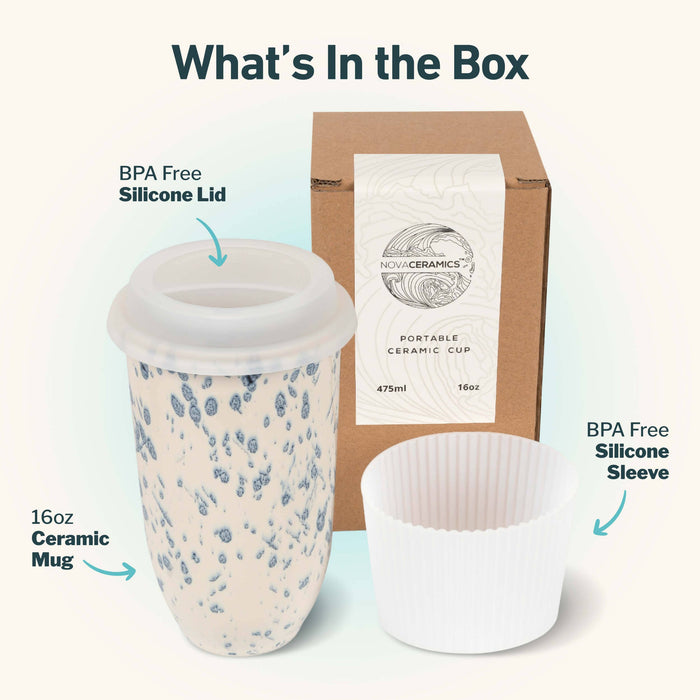Nova Ceramics Travel Mugs - Orchid Ceramic Travel Mug – 16oz with Lid & Sleeve