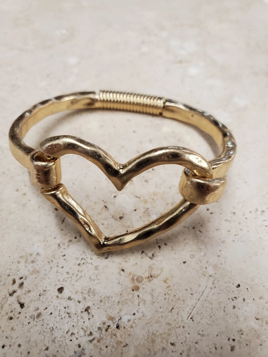 Paco Designs - Gold or Silver Heart Cuff Bracelet: Silver