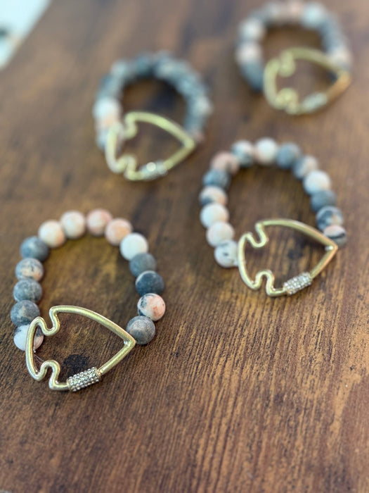 Paco Designs - NEW! Bling Arrowhead Chunky Stone Stretch Bracelet: Amazonite