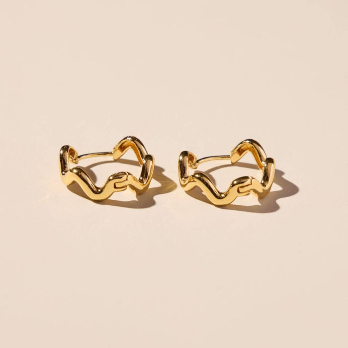 Nickel and Suede - Gold Squiggle Hoops