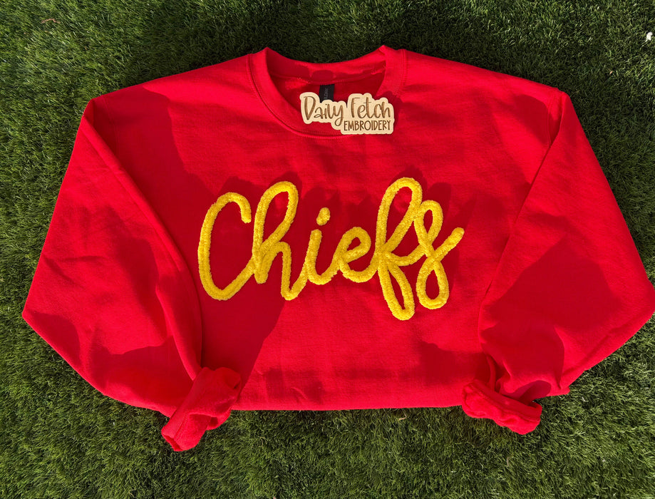 Daily Fetch KC - Chiefs Yarn Embroidered Sweatshirt: M