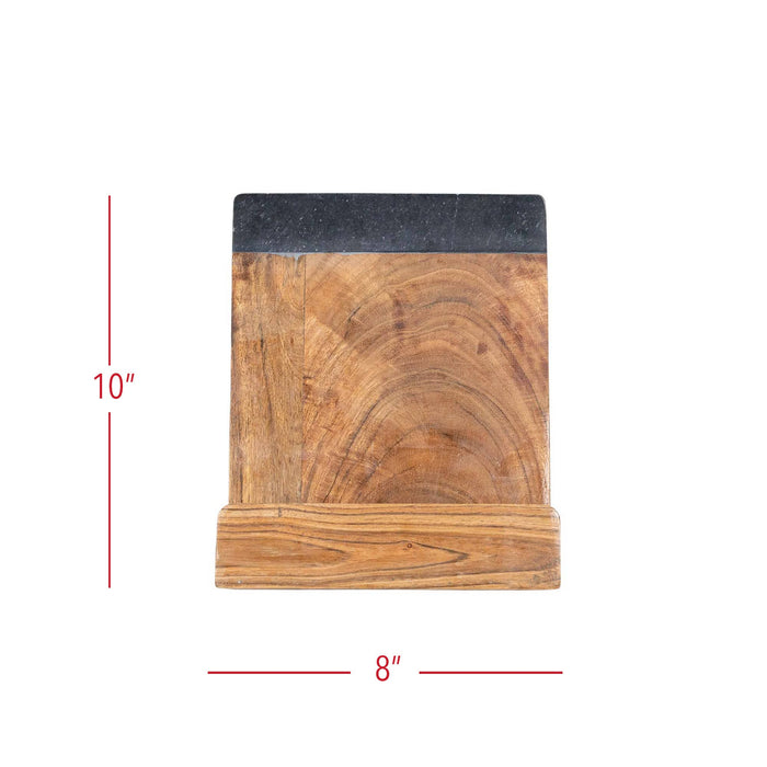 Foreside Home & Garden - Louisa Cookbook Holder Acacia Wood Marble & Metal