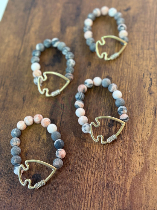 Paco Designs - NEW! Bling Arrowhead Chunky Stone Stretch Bracelet: Map Jasper