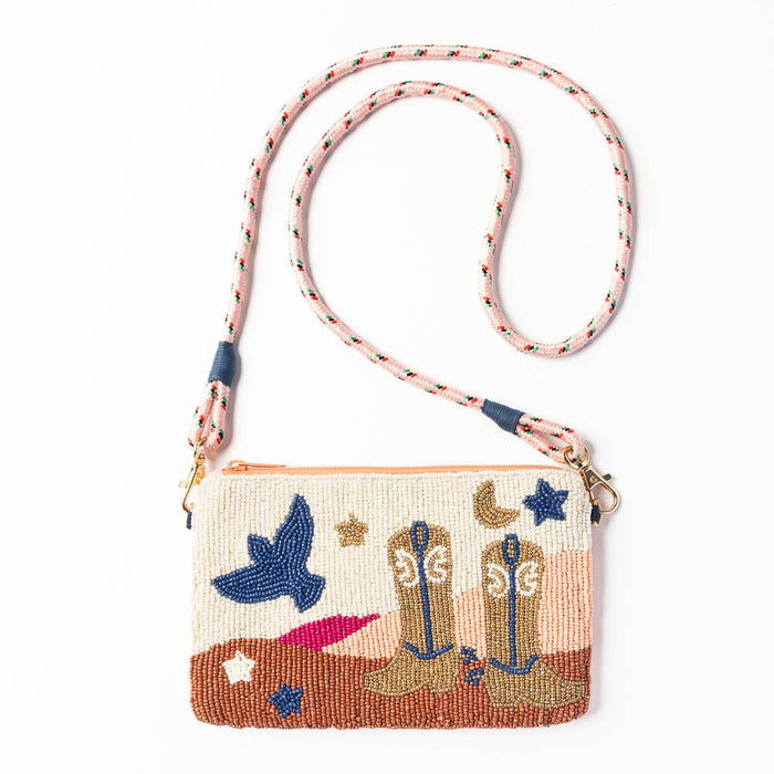 INK + ALLOY - Leila Boot Seed Bead Clutch With Strap