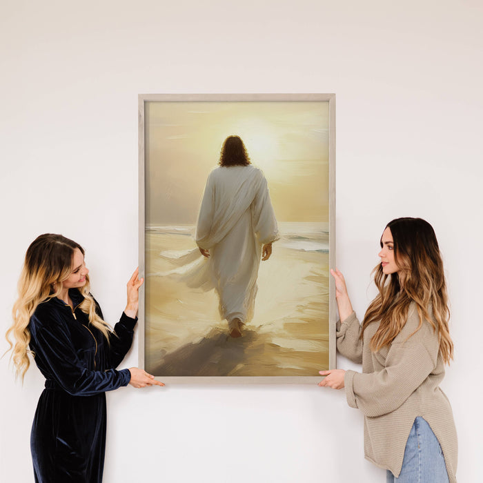 Hangout Home - Jesus Golden Sunset - Jesus Canvas Wall Art - Wood Framed: 6x10" Mini Canvas Art with Wood Box Frame