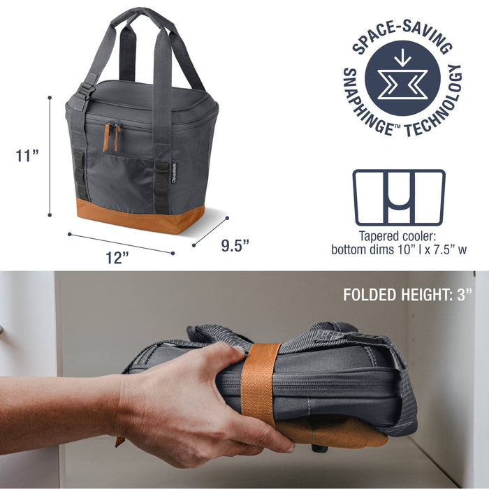 CleverMade - Pacifica Collapsible Cooler: Charcoal/Cognac / 50 Can