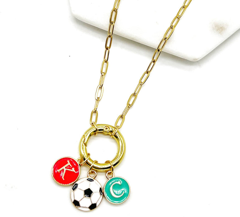 Baubles by B -  KC Current Soccer Charm Enamel Kansas City Necklace