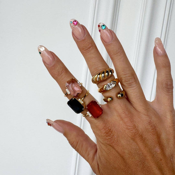 Nickel and Suede - Pink Marie Cocktail Ring: Pink / 8