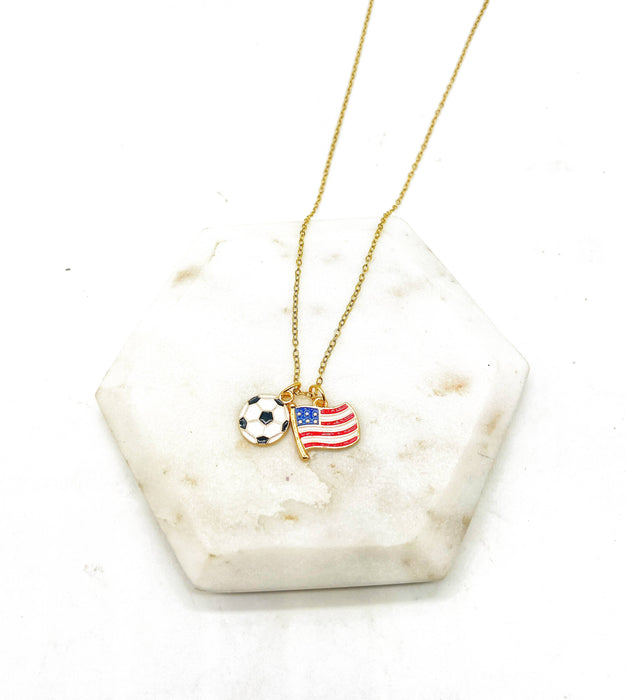 Baubles by B - World Cup Fifa Soccer America USA Futbol Charm Necklace