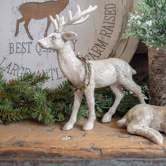 Ragon House - 13" STANDING DEER WITH WREATH