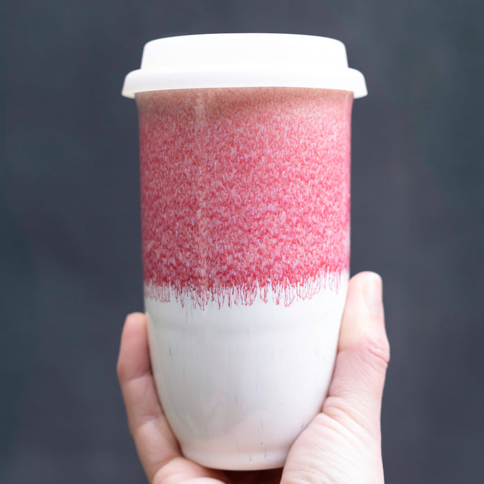 Nova Ceramics Travel Mugs - Coral Pink 16oz Ceramic Mug – (Includes Lid & Band)