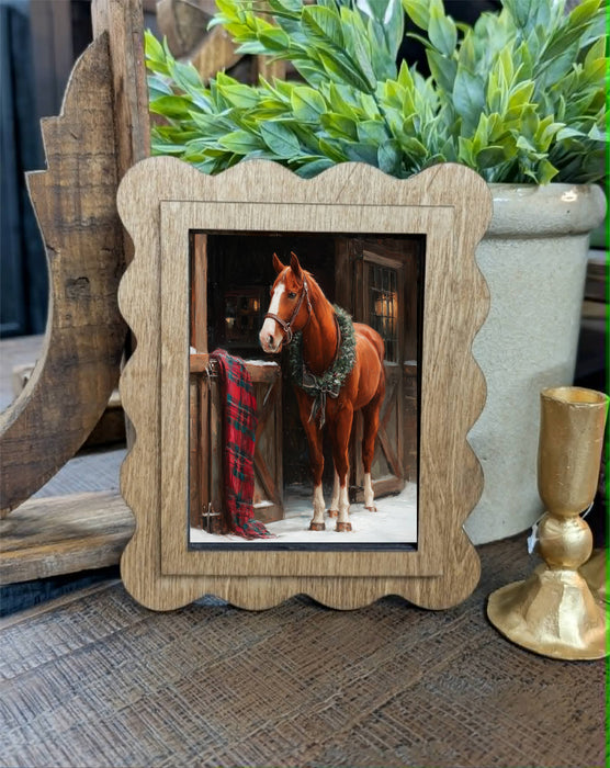 Redeemed Decor - Scallop Christmas Horse Framed Canvas Art