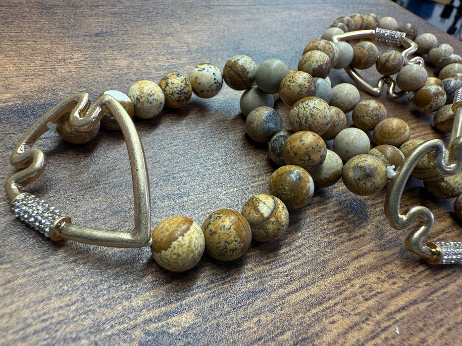Paco Designs - NEW! Bling Arrowhead Chunky Stone Stretch Bracelet: Map Jasper