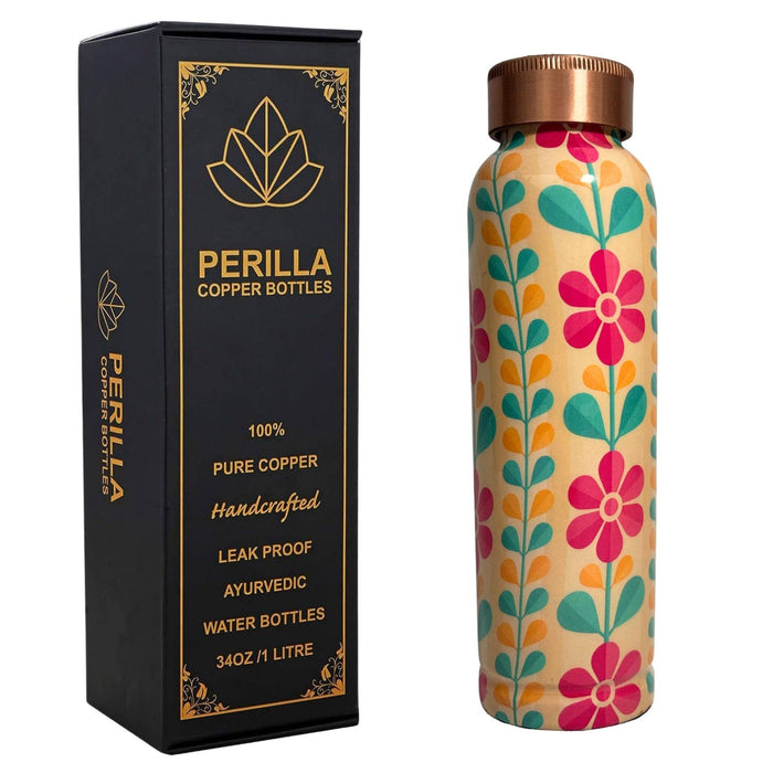 Perilla Home -  Pure Copper Water Bottle 34 Oz Printed 3
