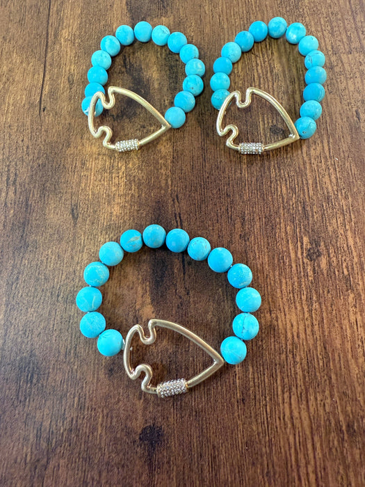 Paco Designs - NEW! Bling Arrowhead Chunky Stone Stretch Bracelet: Picture Jasper
