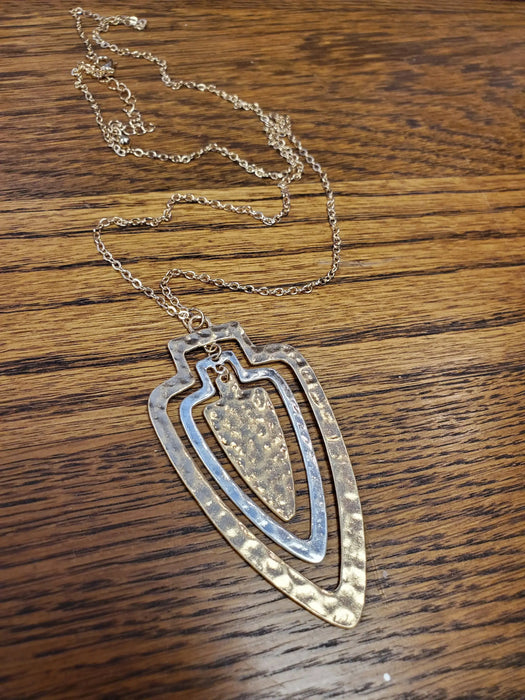 Paco Designs - Two Tone Tri layer Arrowhead Necklace 30". Go Chiefs!