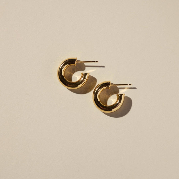 Nickel and Suede - Gold Hollow Statement Hoops: Gold / M