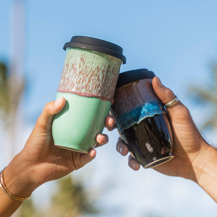 Nova Ceramics Travel Mugs - Nebula Ceramic Travel Mug – 16oz with Lid & Sleeve