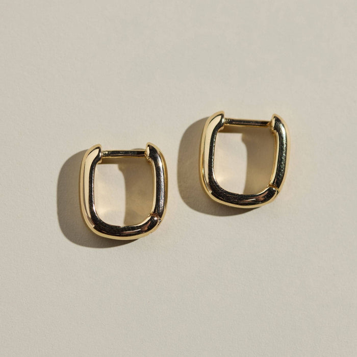 Nickel and Suede - Gold Waterproof Square Huggie Earrings: Gold