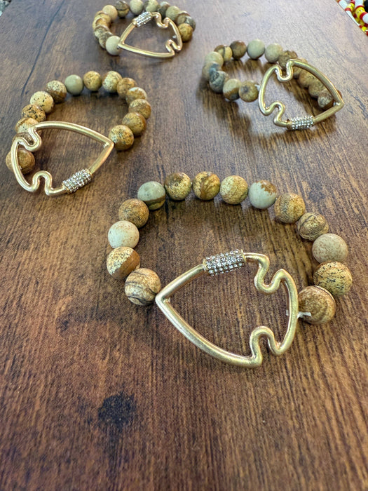 Paco Designs - NEW! Bling Arrowhead Chunky Stone Stretch Bracelet: Picture Jasper