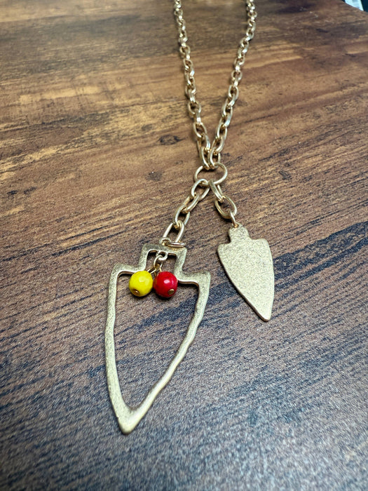 Paco Designs - NEW! Two Charm Arrowhead Chain Link Necklace- Silver or Gold: Gold